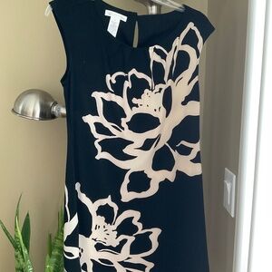 London Times Black and Beige Line A  Dress, Size 4